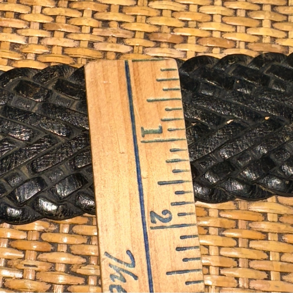 Vintage Lunar Eclipse Leather Braided Slouch Boho Belt Embellished Buckle Gypsy - Picture 6 of 6